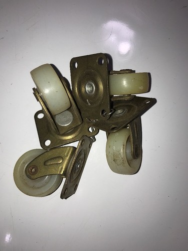 ANTIQUE SET OF 3 SMALL Brass SWIVEL CASTERS & 8 Melard Free Wheeling Casters
