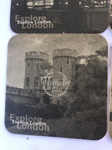 Explore London Ambassador Travel Cardboard Bar Drink Coasters England Castle