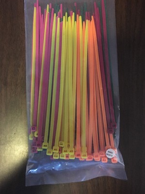 8 in. Fluorescent Cable Ties Tie Wraps 100 Pk Zip ties multi color pack