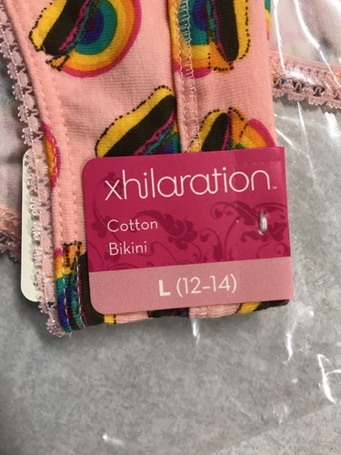 Xhilaration Cotton Bikini Briefs Pink Cheeseburger/Rainbow Large (12-14)Lot of 2