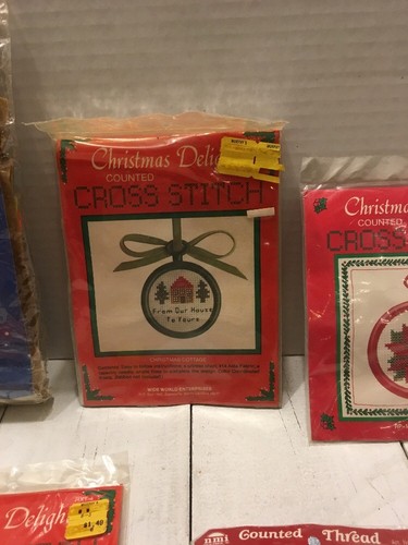 VINTAGE CROSS STITCH CHRISTMAS ORNAMENTS  Kits Lot Of 5