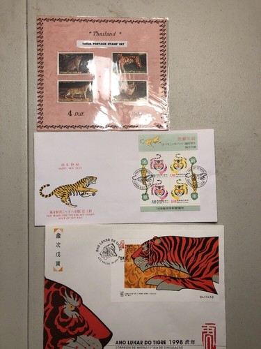 Huge Lot 1998 Year of the Tiger Philatelic Stamps-China Hong Kong Thailand