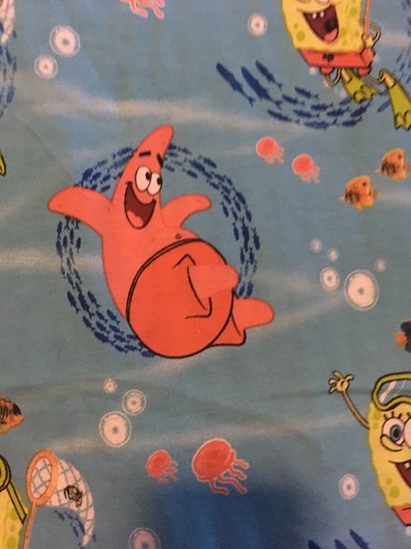 SPONGE BOB TWIN flat bed sheet fabric Patrick my tongues longer