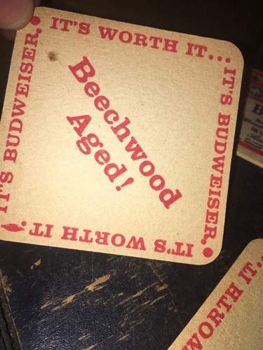 VINTAGE BUDWEISER  COASTERS 12 Total! Beechwood Aged!