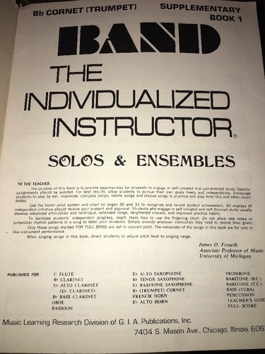Band Flute Music Book Solos Ensembles Individualized Instructor Supplementary