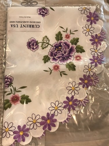 Table Linen Current Round Purple Roses