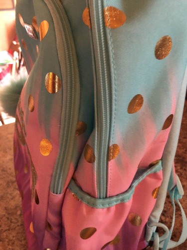 Justice DREAM MORE Ombre Foil Dot ROLLING BACKPACK Luggage Girls NWT