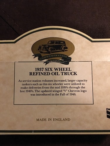 LLEDO CHEVRON COMMEMORATIVE SERIES CHEVRON 1937 SIX WHEEL REFINED OIL TRUCK
