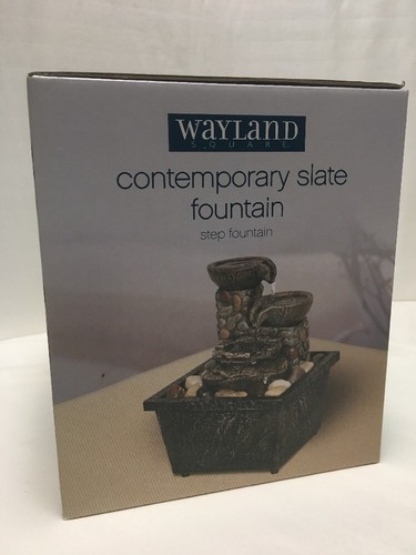 Wayland Square Contemporary Slate Fountain Step Fountain Tabletop Fountain Gray