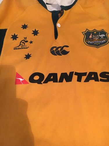 CANTERBURY B59 Mens Wallabies Australia Authentic Rugby Sewn Shirt/Jersey Sz L