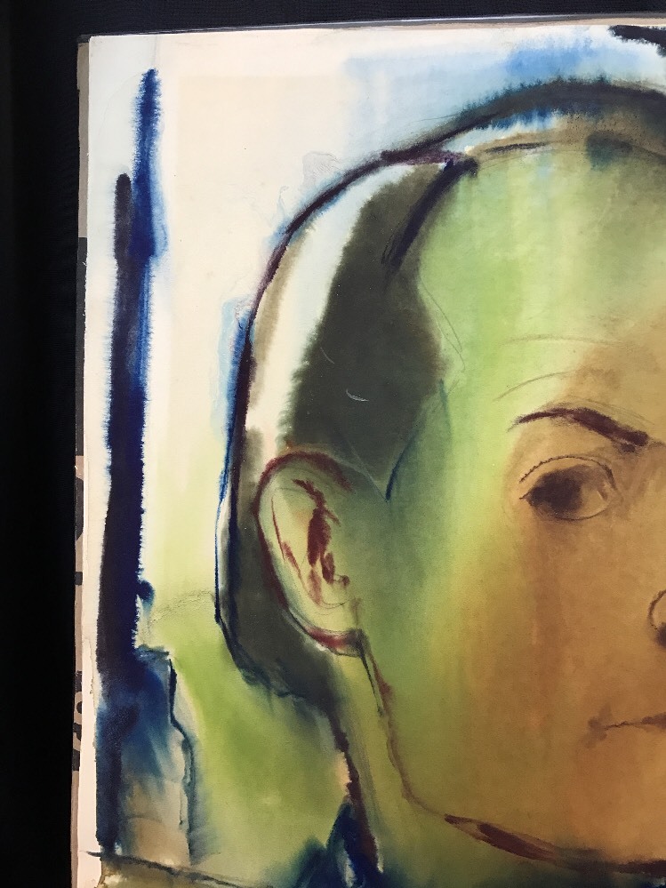 Mid-Century Modern MOD Signed 1948 Man Portrait Watercolor 17