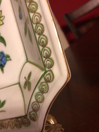 ANTIQUE Andrea by Sadek Blue & Yellow Morning Glory Flowers Vase & Plate Japan