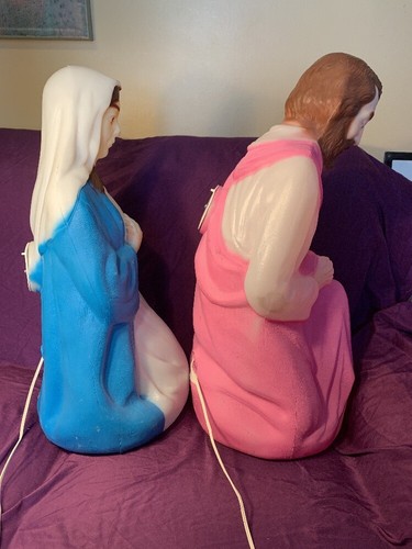 Vtg Empire Plastic Madonna Joseph Mary Christmas Nativity Blow Mold Yard Decor