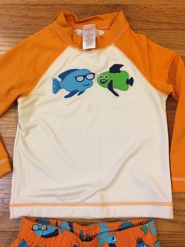 Gymboree Fishes Rashguard Swimsuit 3T