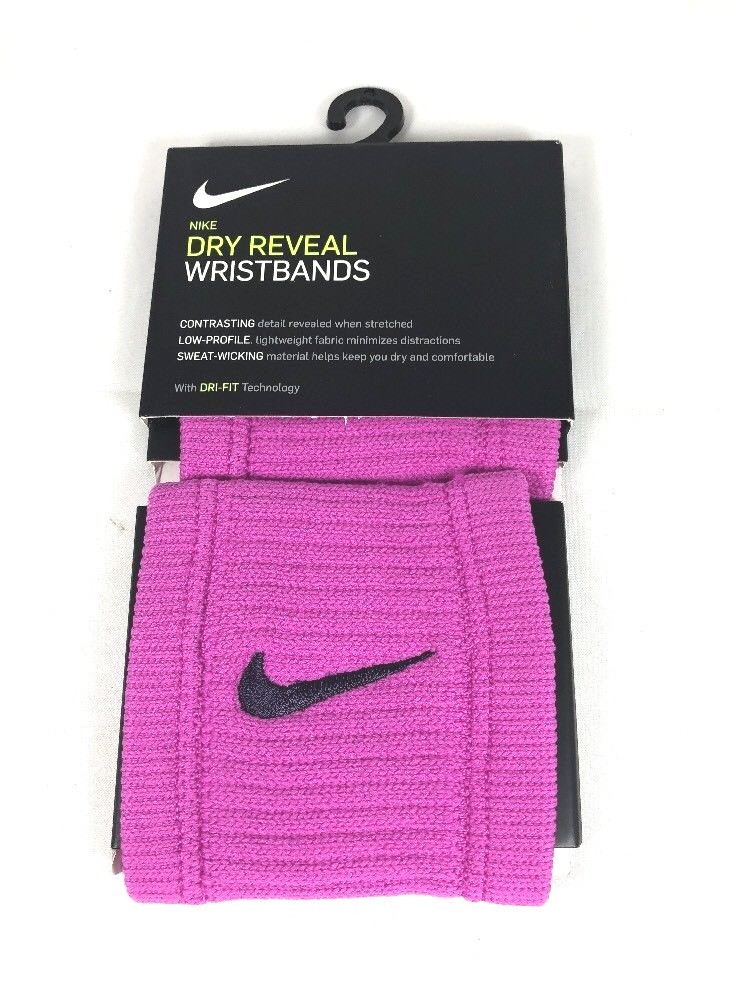 NIKE Dri-FIT Reveal Womens Pink Singlewide Wristbands - NEW