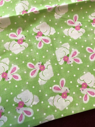 1-HAPPY EASTER Bunnies Green,Pink, White 20 x 30