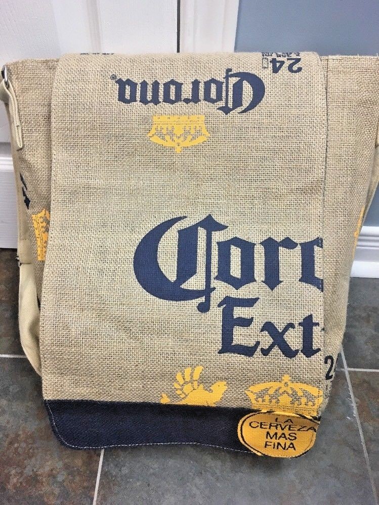 Corona Burlap Messenger Bag Cross Body Shoulder Bag 16” Cerveza Beer