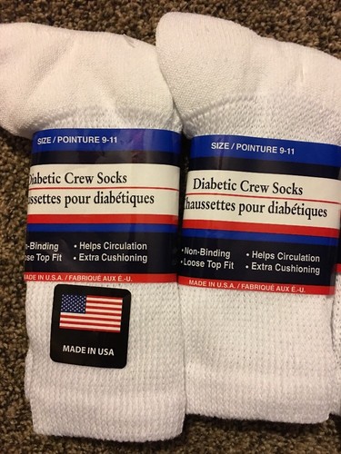 WHITE DIABETIC QUARTER SOCKS Lot Of 4 SIZE 9-11 UNISEX  DIABETIC QUARTER SOCKS
