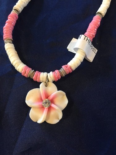 3-Puka Shell Tropical Floral Rhinestone Center-Pink, Yellow & Fuchsia Necklaces