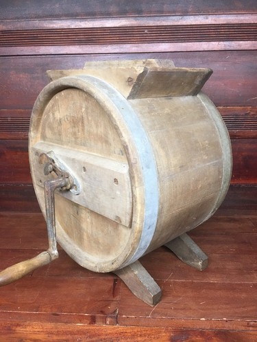 Vintage Wooden Barrel Butter Churn. White Cedar, No.1,3 Gal. Original Lid/Cork.
