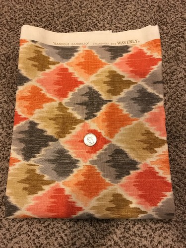1 Yd Vintage Waverly Fabric Baroque Bargello Screenprint Dry Clean Orange