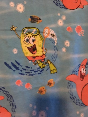 SPONGE BOB TWIN flat bed sheet fabric Patrick my tongues longer