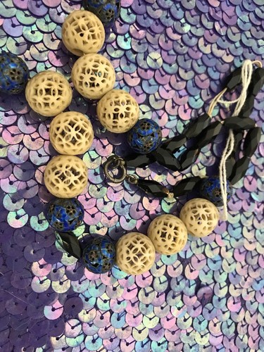 ASIAN 1800 HAND CARVEDBEADS BEAUTIFUL VALUABLE ONE OF A KIND NECKLACE