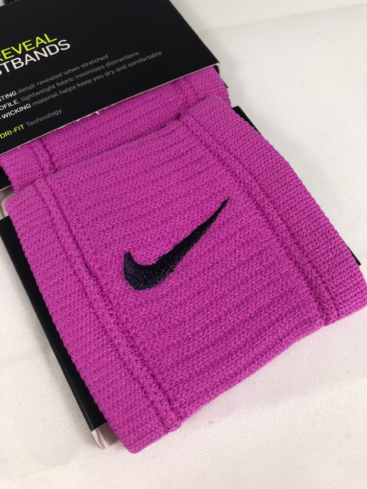 NIKE Dri-FIT Reveal Womens Pink Singlewide Wristbands - NEW
