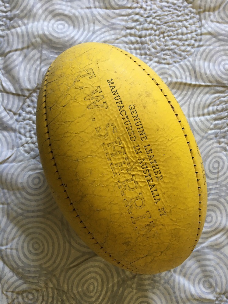 Vintage TW Sherrin Match Rugby Game Ball AFL Football Yellow Leather Australia