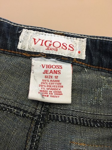 Vigoss Girls Jeans Size 12 Blue Medium Gold Back Flap Pockets Stitching D65