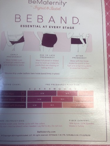 New Beband Maternity Band Womens M/L Beige Stretch Bematernity Ingrid Isabel