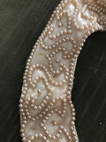 Sally Gee Creation Vintage Hand Made Japan Beaded Collar Ivory.