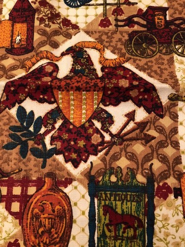 USA 5th Avenue Vintage Fabric Americana Over 10 yards! Eagle,Lantern, Fire wagon