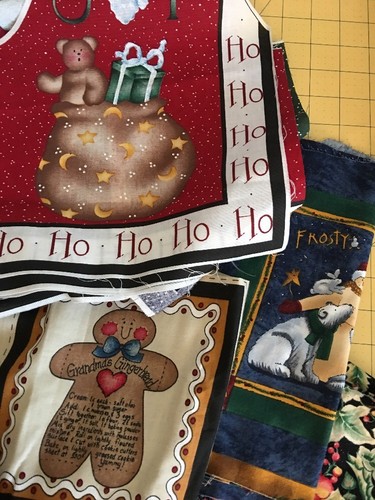 Lot of Fabric scraps Remnants Christmas Holiday Red Green Grandmas Gingerbread