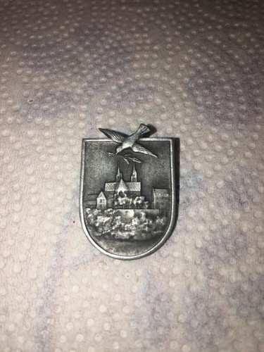 Vintage Volks-Musiktag 1945 Military Hat Lapel Pin Marked Silver Tone