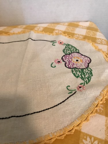 Vintage Handmade Needlepoint Doily With Floral Detail