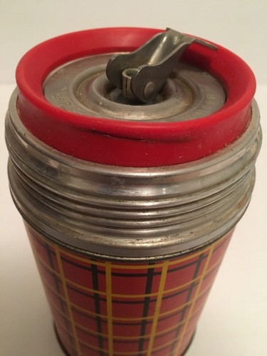 Vintage 1960's Plaid THERMOS Brand Products Red Black Yellow USA