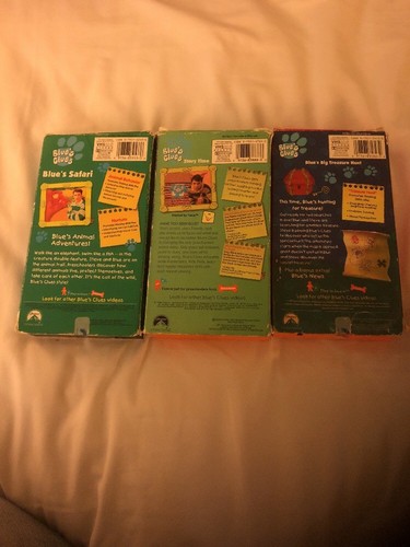 3 VHS Lot Blue's Clues Big Treasure Hunt 1999 Safari Story Time Steve Vintage!