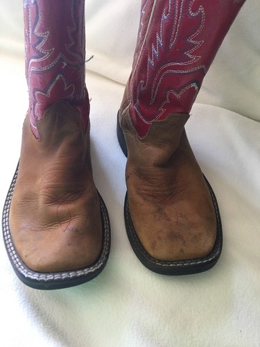 Kids Old West Cowboy Boots Size 13.5 Brown W/red Tops