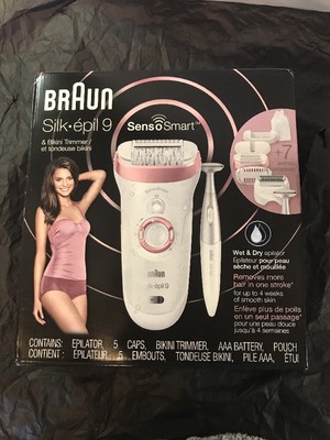 BRAUN SILK-EPIL 9 SENSOSMART EPILATOR WET & DRY CORDLESS w/...