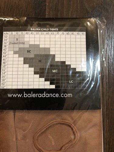 2 Pair Balera Dancewear Tights Large Child LC T90C Dance Convertible Suntan