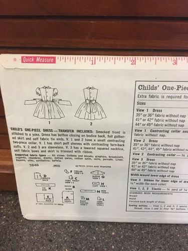 3846 Smocked SIMPLICITY c.1950s - DRESS - GIRLS Size 4 2 Dresses