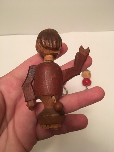 Hand carved wooden  wine bottle stoppers, Corkscrew, & Bottle Opener Vintage