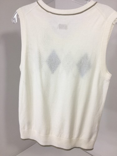 PENGUIN BY MUSINGWEAR BOYS ARGYLE CHEST SWEATER VEST WHITE/NAVY LG 14-16 NWT $44