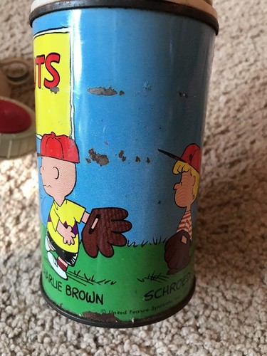 Vintage 1959 Schulz Peanuts Snoopy Charlie Brown Metal Thermos No 2868 ,complete