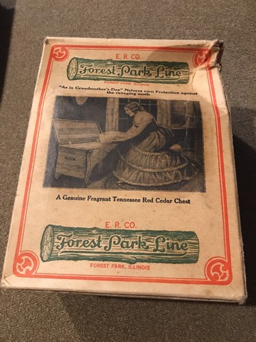 VINTAGE UNOPENED BOX FOREST PARK LINE RED CEDAR CHIPS GREAT GRAPHICS (SC)