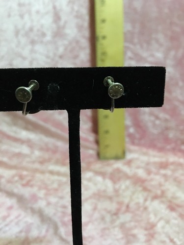 Vintage Siam Sterling Silver White Enamel Dancer Screw Back Earrings