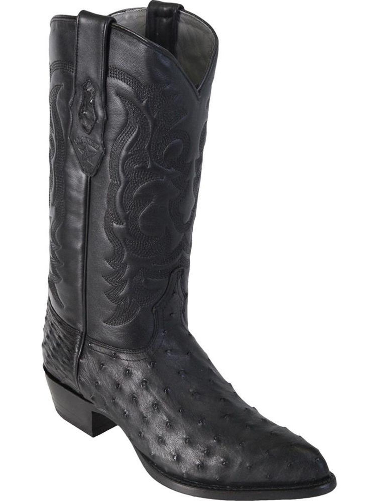 Pre-owned Los Altos Boots Los Altos Men Black Genuine Full Quill Ostrich Western Cowboy Boot J-toe D