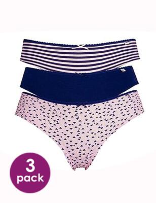 Ladies Bikini Briefs Pretty Polly 3 Pair Pack Alice Bikini 10-20 Cotton Rich