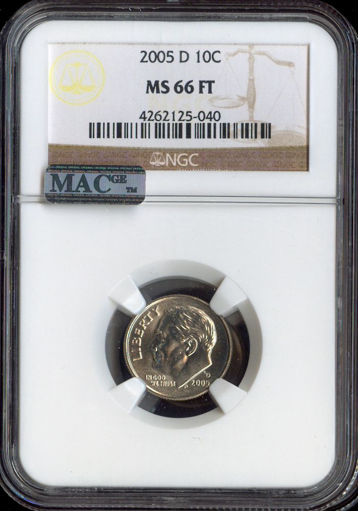 2005 D Roosevelt Dime NGC MS 66 FT QUALITY✔️